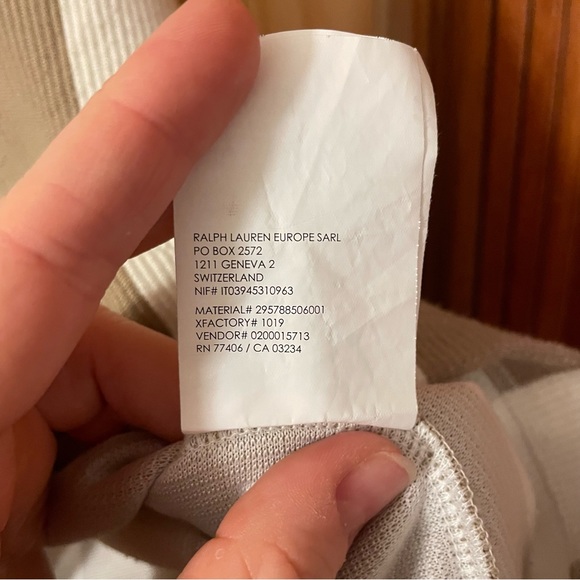 Club Monaco Striped Mockneck Top - White Khaki Vertical Stripes - size L - Picture 11 of 14